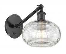 Innovations Lighting 317-1W-BK-G555-8CL - Ithaca - 1 Light - 8 inch - Matte Black - Adjustable Sconce