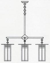 Arroyo Craftsman GCH-9L/4M-MB - 9" glasgow long body 4 light chandelier