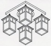 Arroyo Craftsman MCM-6/4TWO-BZ - 6" mission 4 light ceiling mount with T-bar overlay